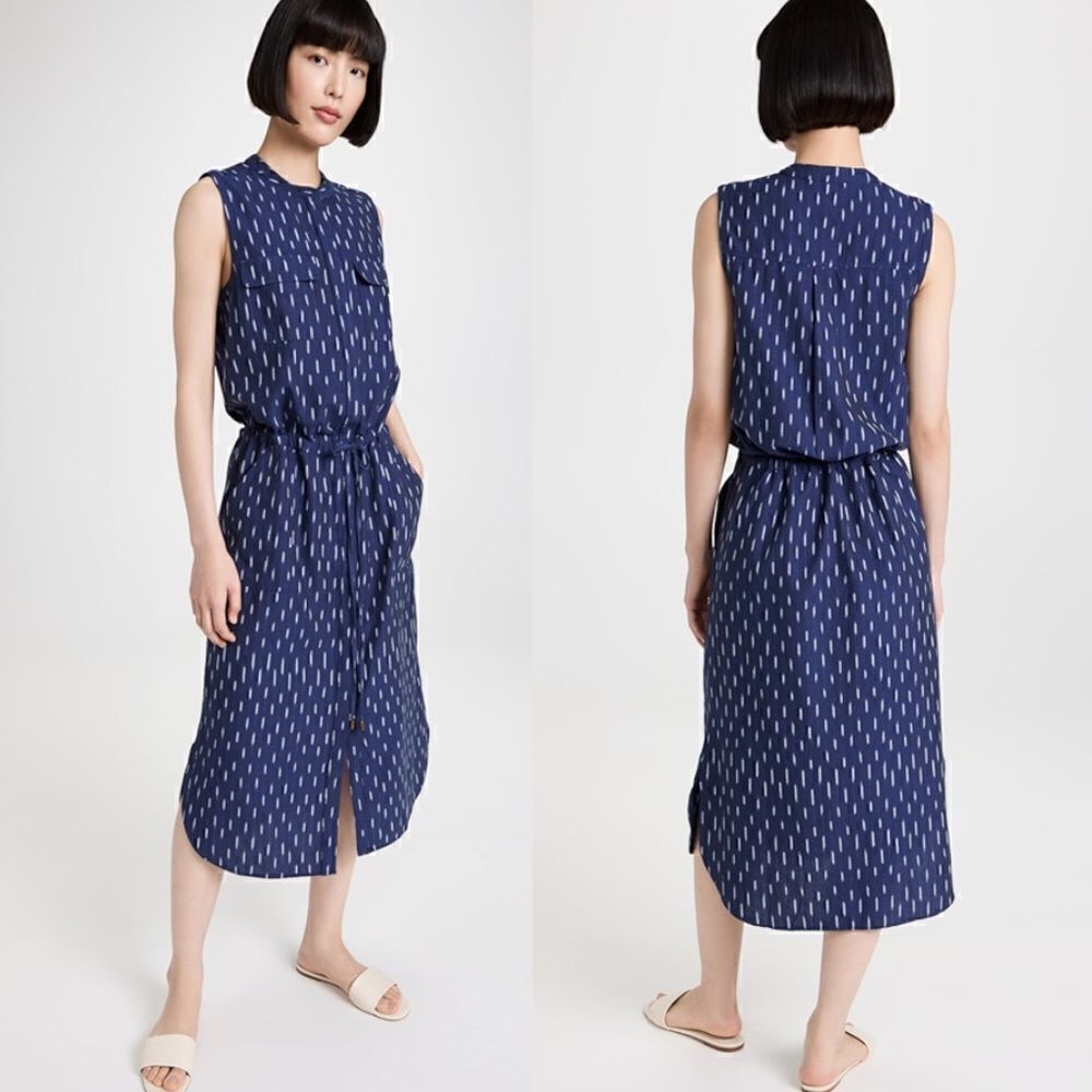 FAHERTY Saylor Dress Midnight Ikat Midi Dress Small